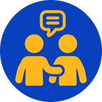 Icon of two people talking.
