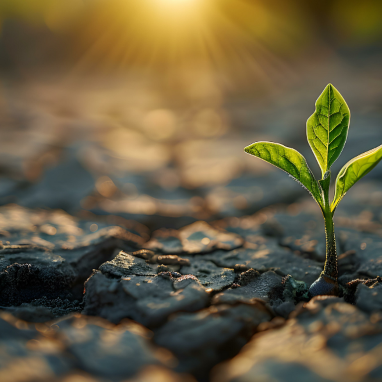 A sprout coming out of the ground